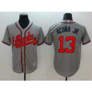 MLB Braves 13 Ronald Acuna Jr. Gray Cool Base Men Jersey