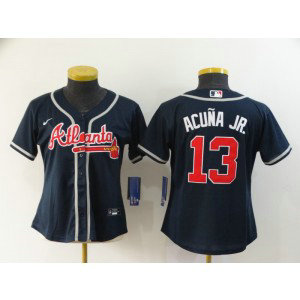 MLB Braves 13 Ronald Acuna Jr. Nave 2020 Nike Cool Base Women Jersey