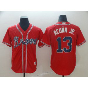 MLB Braves 13 Ronald Acuna Jr. Red Cool Base Men Jersey