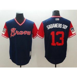 MLB Braves 13 Ronald Acuna Jr. Sabanero Soy Navy 2018 Players' Weekend Men Jersey