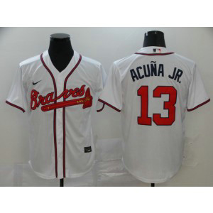 MLB Braves 13 Ronald Acuna Jr. White 2020 Nike Cool Base Men Jersey
