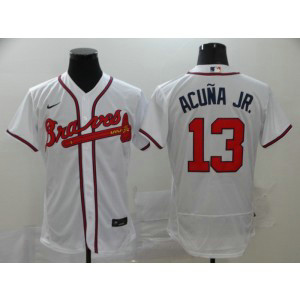 MLB Braves 13 Ronald Acuna Jr. White 2020 Nike Flexbase Men Jersey