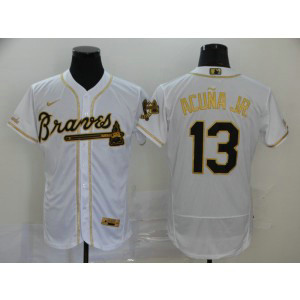 MLB Braves 13 Ronald Acuna Jr. White Gold 2020 Nike Flexbase Men Jersey MLB Braves 13 Ronald Acuna Jr. White Gold 2020 Nike Flexbase Men Jersey