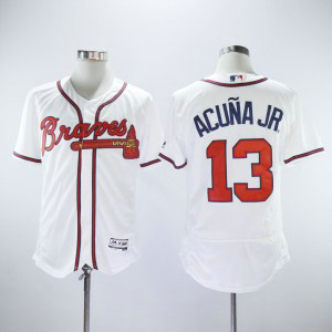 MLB Braves 13 Ronald Acuna Jr White Flexbase Men Jersey