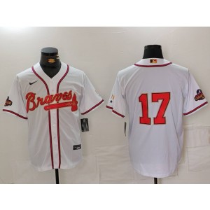 MLB Braves 17 Dansby Swanson White Gold Nike Cool Base Men Jersey MLB Braves 17 Dansby Swanson White Gold Nike Cool Base Men Jersey