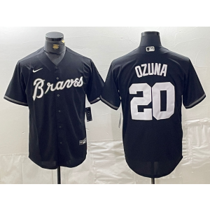 MLB Braves 20 Ozuna Black Nike Cool Base Men Jersey MLB Braves 20 Ozuna Black Nike Cool Base Men Jersey