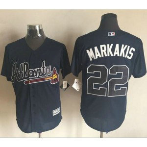 MLB Braves 22 Nick Markakis Blue New Cool Base Men Jersey