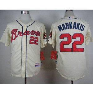 MLB Braves 22 Nick Markakis Cream Alternate Cool Base Men Jersey