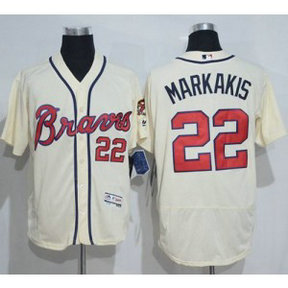 MLB Braves 22 Nick Markakis Cream Flexbase Men Jersey