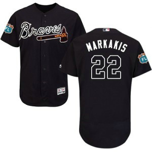 MLB Braves 22 Nick Markakis Navy Flexbase Men Jersey