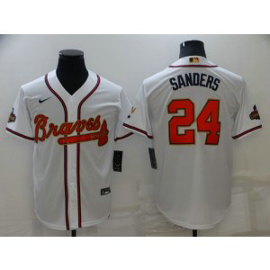 MLB Braves 24 Deion Sanders 2022 White Gold Nike Cool Base Men Jersey