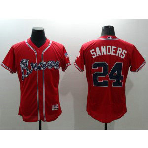 MLB Braves 24 Deion Sanders Red Flexbase Men Jersey