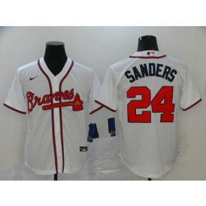 MLB Braves 24 Deion Sanders White 2020 Nike Cool Base Men Jersey
