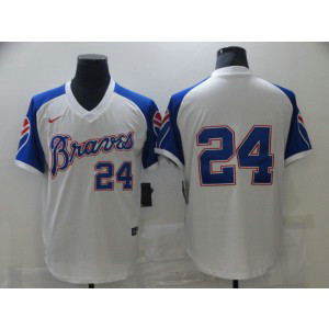 MLB Braves 24 Deion Sanders White Cool Base Men Jersey