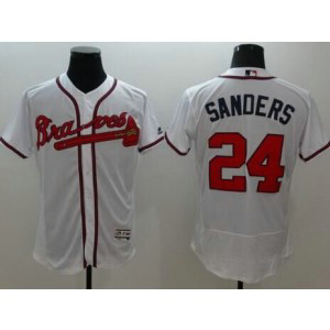 MLB Braves 24 Deion Sanders White Flexbase Men Jersey
