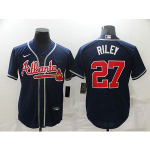 MLB Braves 27 Riley Blue Nike Cool Base Men Jersey
