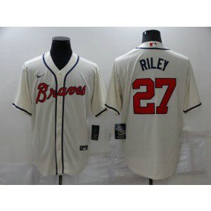 MLB Braves 27 Riley Cream Nike Cool Base Men Jersey