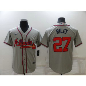 MLB Braves 27 Riley Grey Nike Cool Base Men Jersey