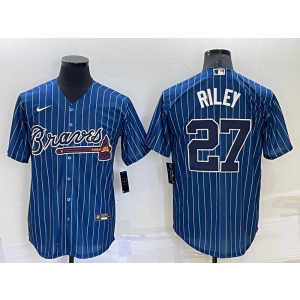 MLB Braves 27 Riley Navy Nike Cool Base Men Jersey