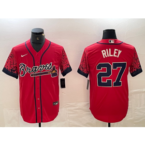 MLB Braves 27 Riley Red Drift Nike Cool Base Men Jersey