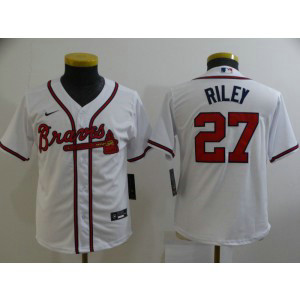 MLB Braves 27 Riley White Nike Cool Base Youth Jersey MLB Braves 27 Riley White Nike Cool Base Youth Jersey