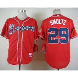 MLB Braves 29 John Smoltz Red Cool Base Men Jersey