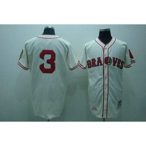 MLB Braves 3 Babe Ruth Cream Mitchell and Ness Throwback Men Jersey MLB Braves 3 Babe Ruth Cream Mitchell and Ness Throwback Men Jersey