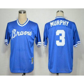 MLB Braves 3 Dale Murphy Blue Mitchell and Ness Throwback Men Jersey MLB Braves 3 Dale Murphy Blue Mitchell and Ness Throwback Men Jersey
