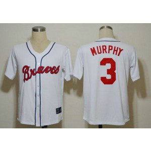 MLB Braves 3 Dale Murphy White Mitchell and Ness Throwback Men Jersey