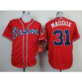 MLB Braves 31 Greg Maddux Red Cool Base Men Jersey