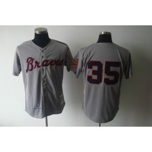 MLB Braves 35 Phil Niekro Grey 1969 Mitchell and Ness Men Jersey