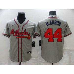 MLB Braves 44 Hank Aaron Grey Nike Cool Base Men Jersey