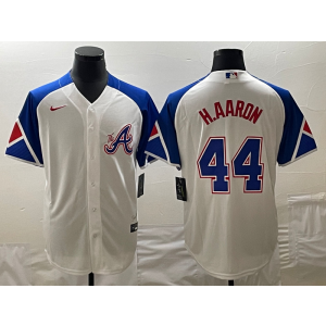 MLB Braves 44 Hank Aaron White 2023 City Connect Nike Cool Base Men Jersey