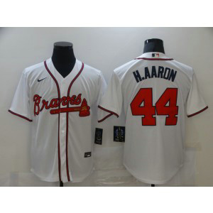 MLB Braves 44 Hank Aaron White Nike Cool Base Men Jersey