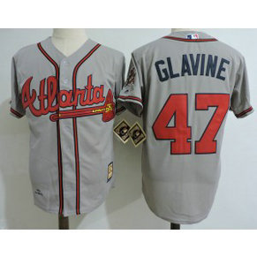 MLB Braves 47 Tom Glavine Gray Cooperstown Collection Men Jersey