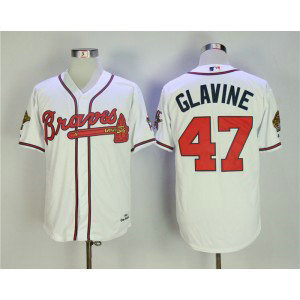 MLB Braves 47 Tom Glavine White 1995 Throwback Men Jersey