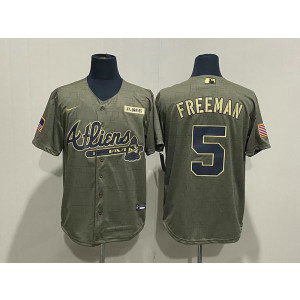 MLB Braves 5 Freddie Freeman 2021 Salute To Service Cool Base Men Jersey