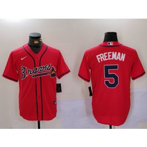 MLB Braves 5 Freddie Freeman Red Nike Cool Base Men Jersey