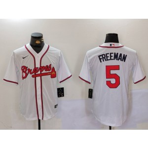 MLB Braves 5 Freddie Freeman White Nike Cool Base Men Jersey