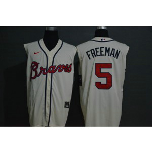 MLB Braves 5 Freddie Freeman White Nike Cool Base Sleeveless Men Jersey