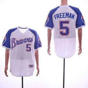 MLB Braves 5 Freddie Freeman White Throwback Men Jersey