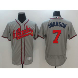 MLB Braves 7 Dansby Swanson Gray Flexbase Men Jersey