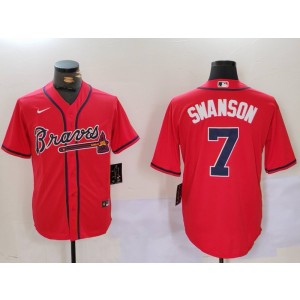 MLB Braves 7 Dansby Swanson Red Nike Cool Base Men Jersey MLB Braves 7 Dansby Swanson Red Nike Cool Base Men Jersey