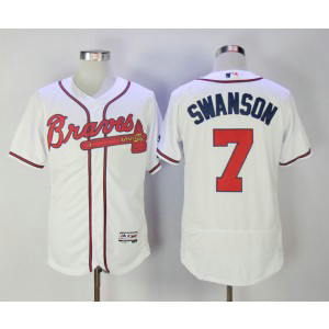 MLB Braves 7 Dansby Swanson White Flexbase Men Jersey
