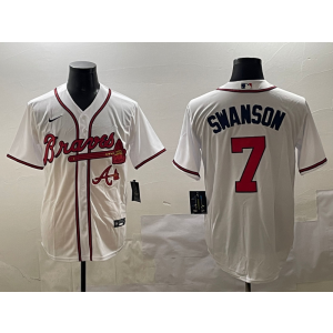 MLB Braves 7 Dansby Swanson White Nike Cool Base Men Jersey MLB Braves 7 Dansby Swanson White Nike Cool Base Men Jersey