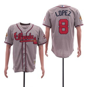 MLB Braves 8 Javy Lopez Grey Cool Base Men Jersey