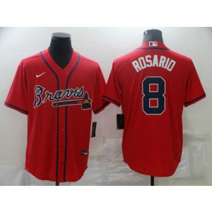 MLB Braves 8 Rosario Red Nike Cool Base Men Jersey