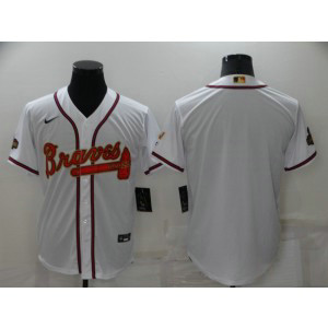 MLB Braves Blank 2022 White Gold Nike Cool Base Men Jersey