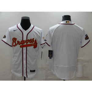 MLB Braves Blank 2022 White Gold Nike Flexbase Men Jersey