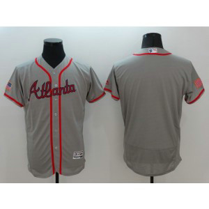 MLB Braves Blank Grey Stars and Stripes Flexbase Men Jersey